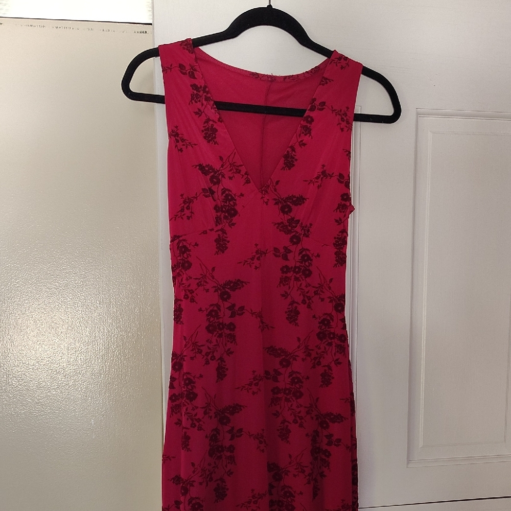Elegant Floral Red Dress